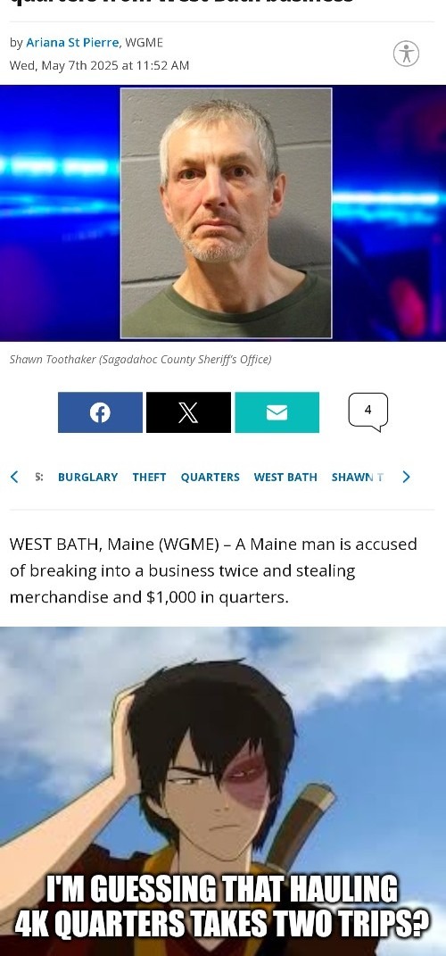 Wondering how much a hundred rolls of quarters weigh - meme