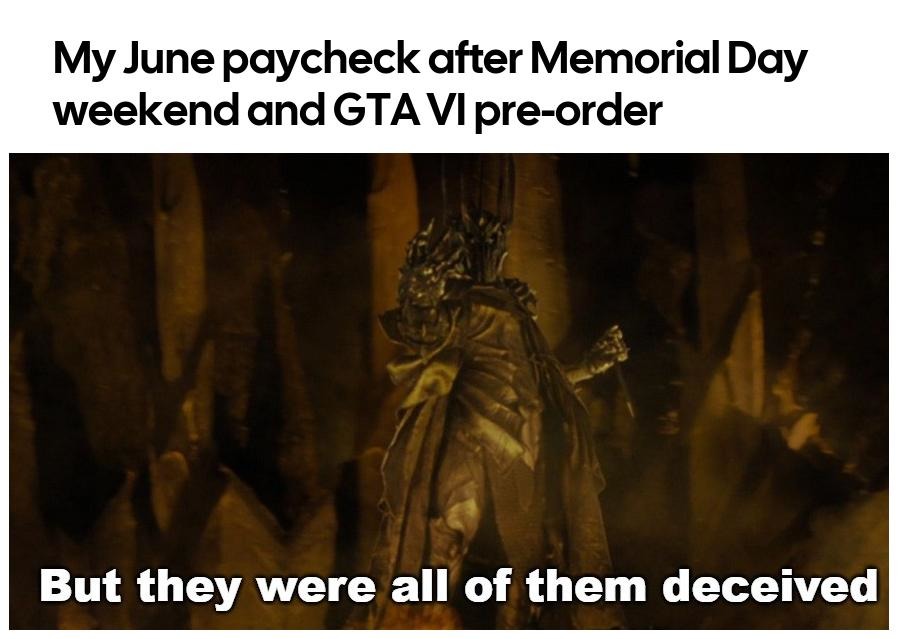 June bank account after BBQs and preorders: 0 HP left - meme