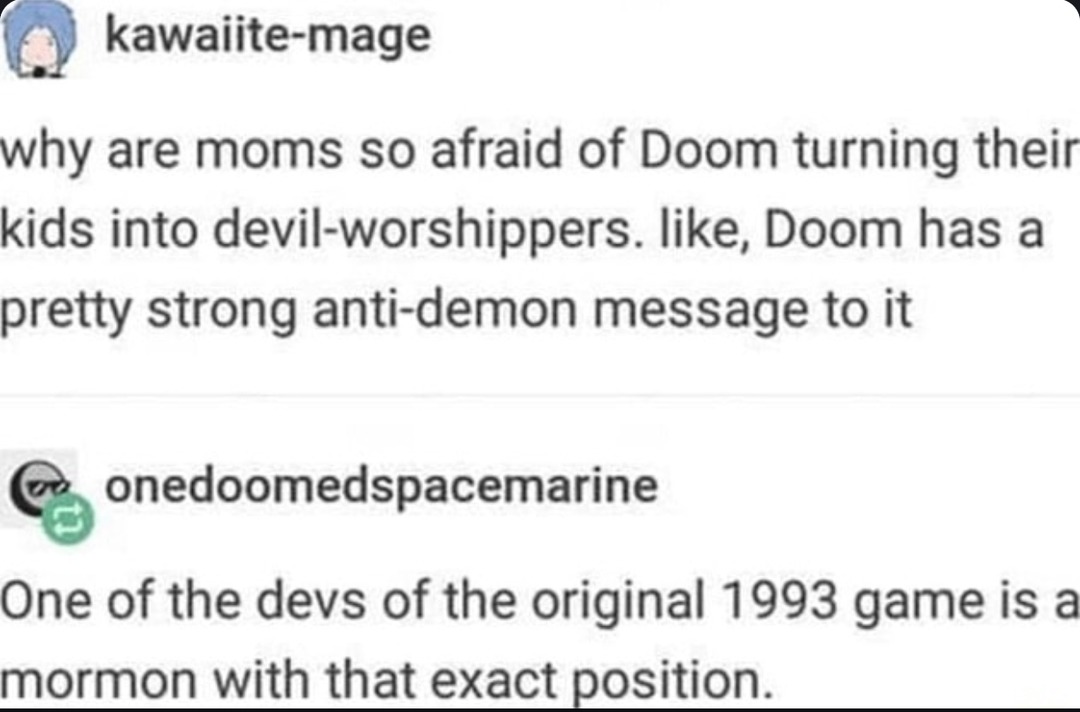Moms feared Doom, but it was literally anti-demon - meme