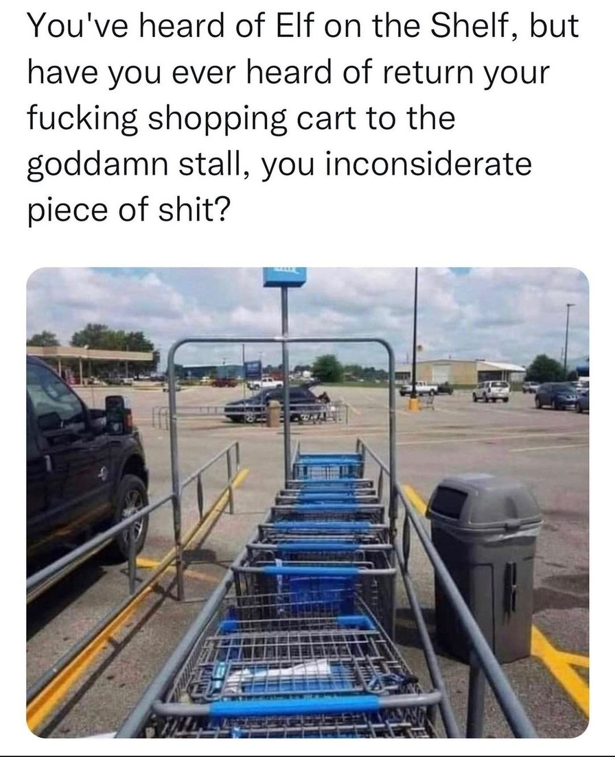 The Shopping Cart Theory (look it up) - meme