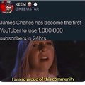 James Charles has become the first Youtuber to lose 1 million subscribers in 24 hours