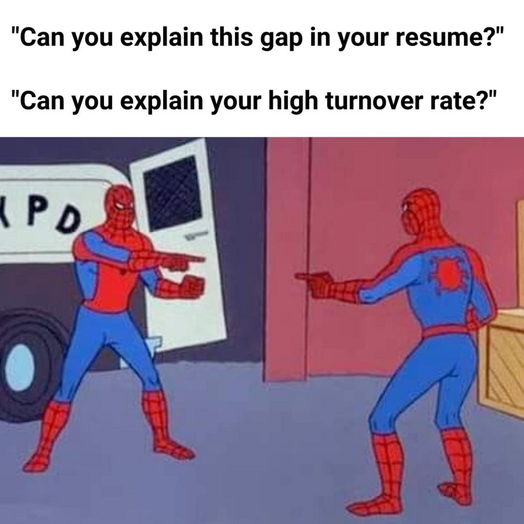 Gaps in CV vs high turnover - meme