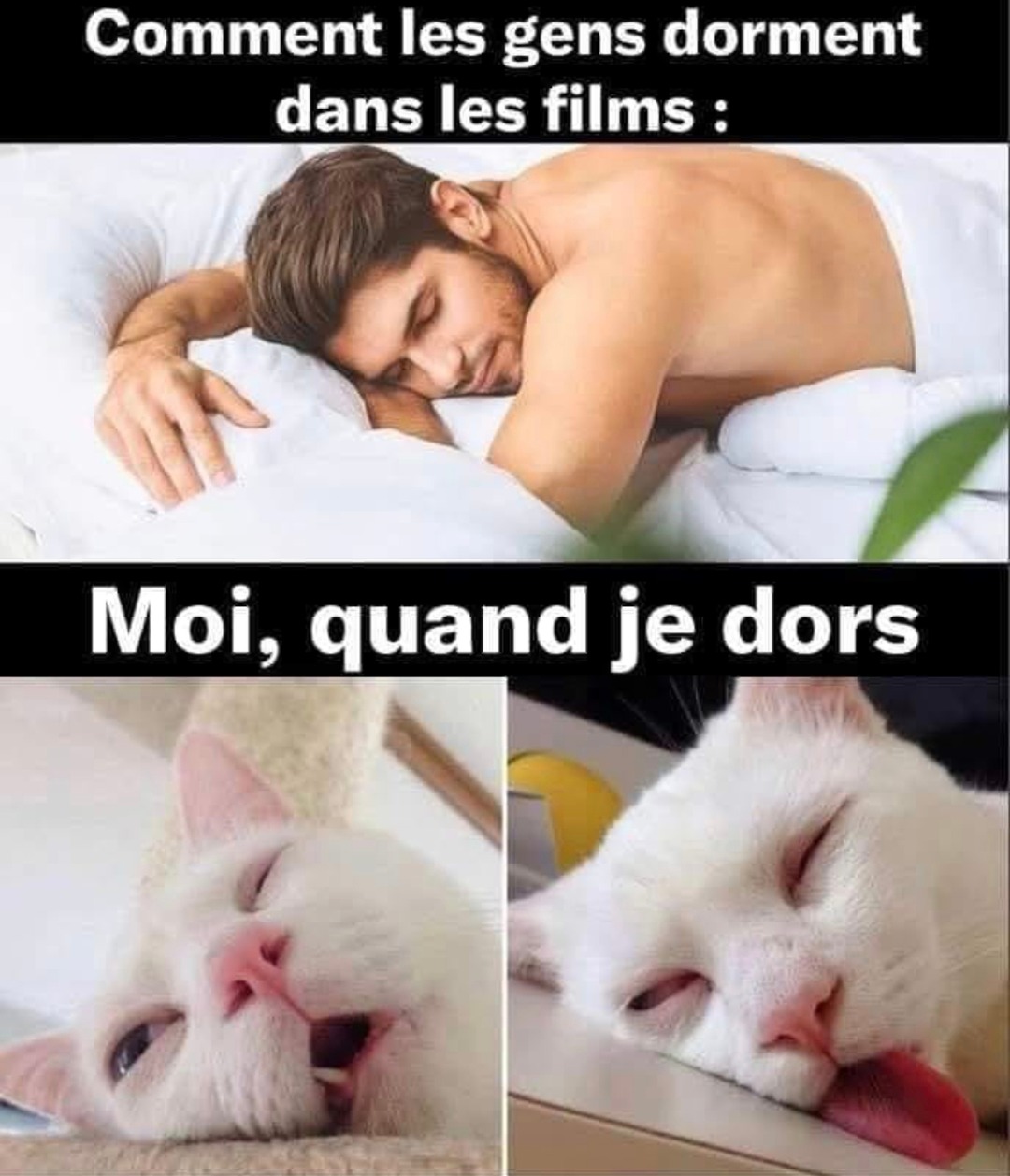 les gens dans les films quand ils dorment vs moi qui me bats avec mes draps - meme