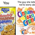 I got the idea when I saw a box of Cinnamon Squares at my school's food drive