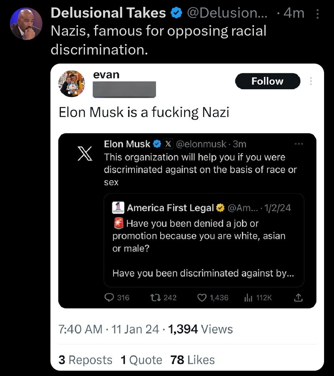 The worst Nazis are the ones that treat people of all races the same! - meme