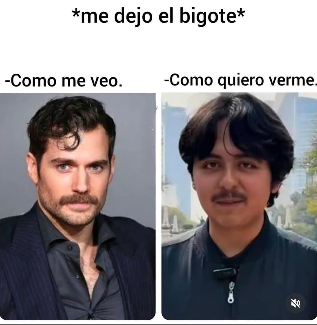 Me dejo el bigote y así me veo vs como me imagino - meme