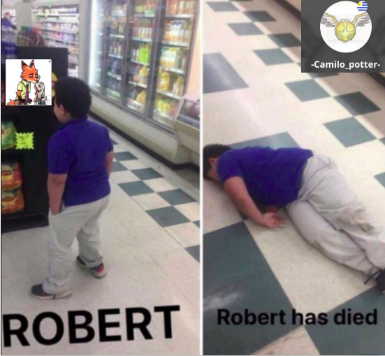 El contexto seria que Robert vio ese fanart y se murio de cringe xd - meme