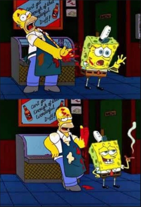 Homero y Bob esponja Pedaso de DUO - meme