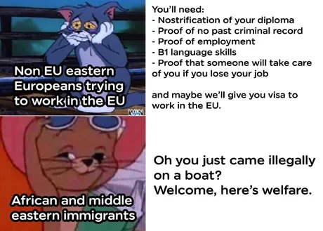 Eu eastern europeans vs African in Europe - meme