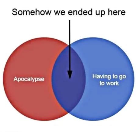 Apocalypse outside, still got work at 9AM - meme