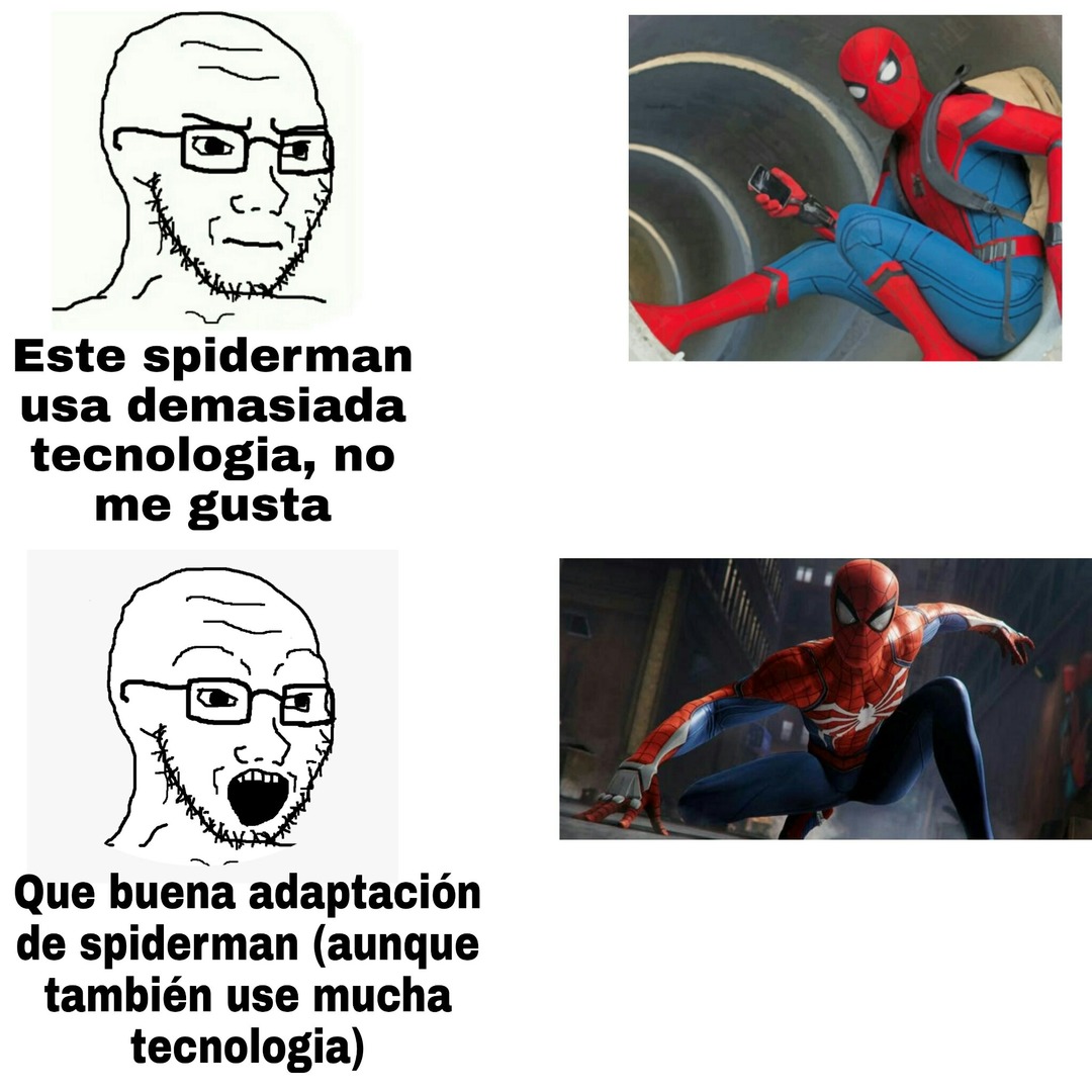 Spiderman (ucm) y Spiderman (ps4) - meme