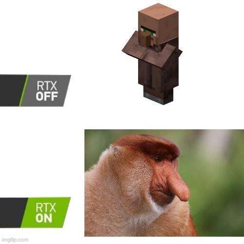 Minecraft RTX off vs ON - meme