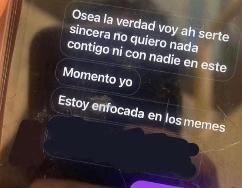 No quiero nada contigo en este momento... estoy enfocada en los memes