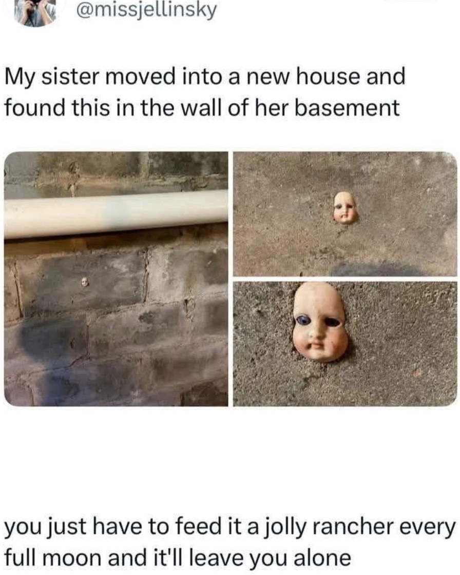 Sis moved into a house, found this in the wall. Full moon ritual incoming - meme