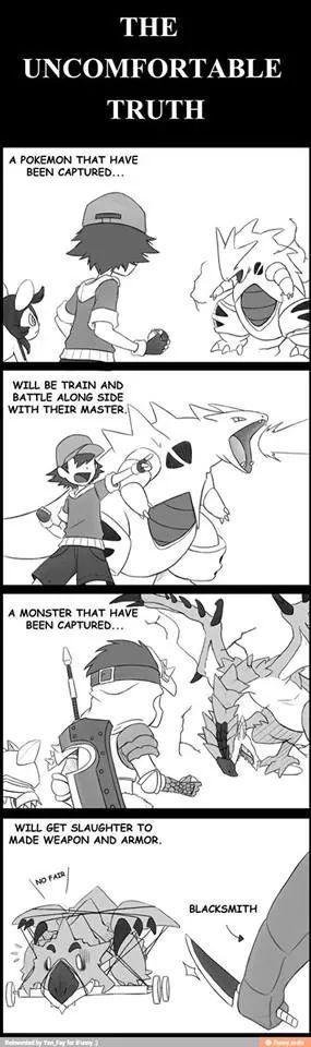 The difference..... Monster Hunter and Pokemon - meme