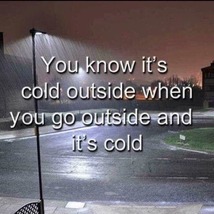 Tu sais qu'il fait froid dehors quand tu vas dehors et qu'il fait froid - meme