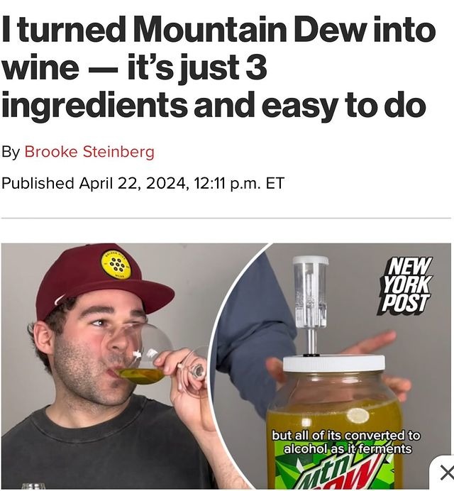 One guy turned Mountain Dew into wine - meme