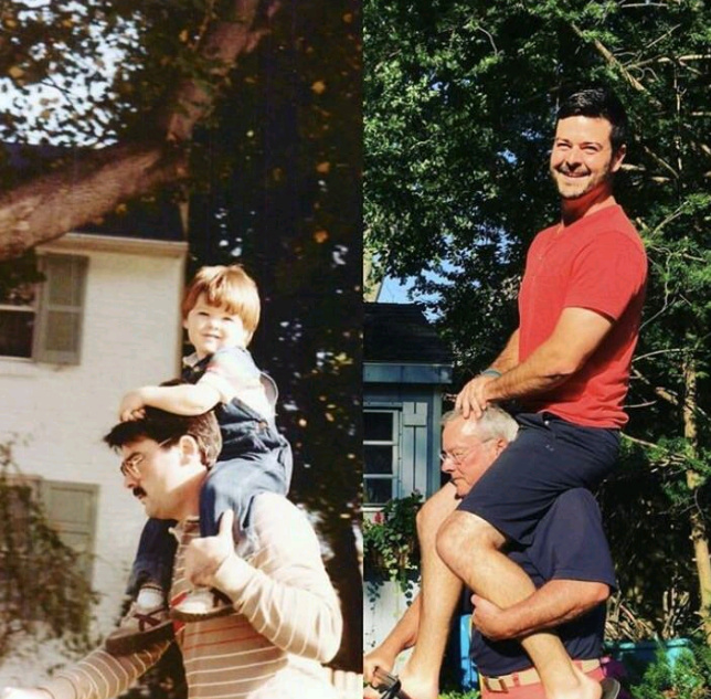 Father and son 33 years apart - meme