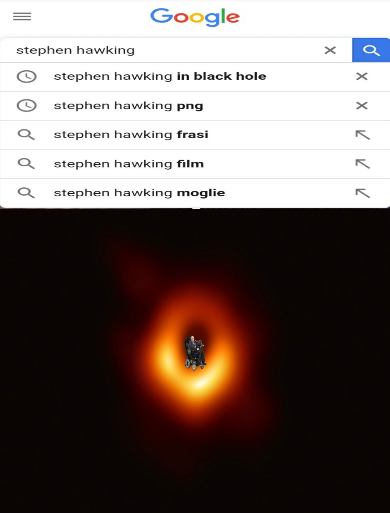 El agujero negro se llevó a Hawking - meme