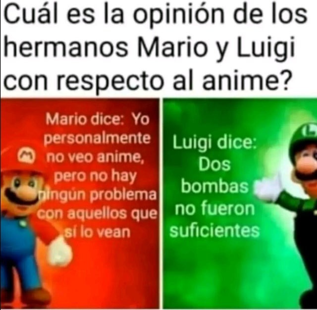 Mario y Luigi sobre el anime - meme