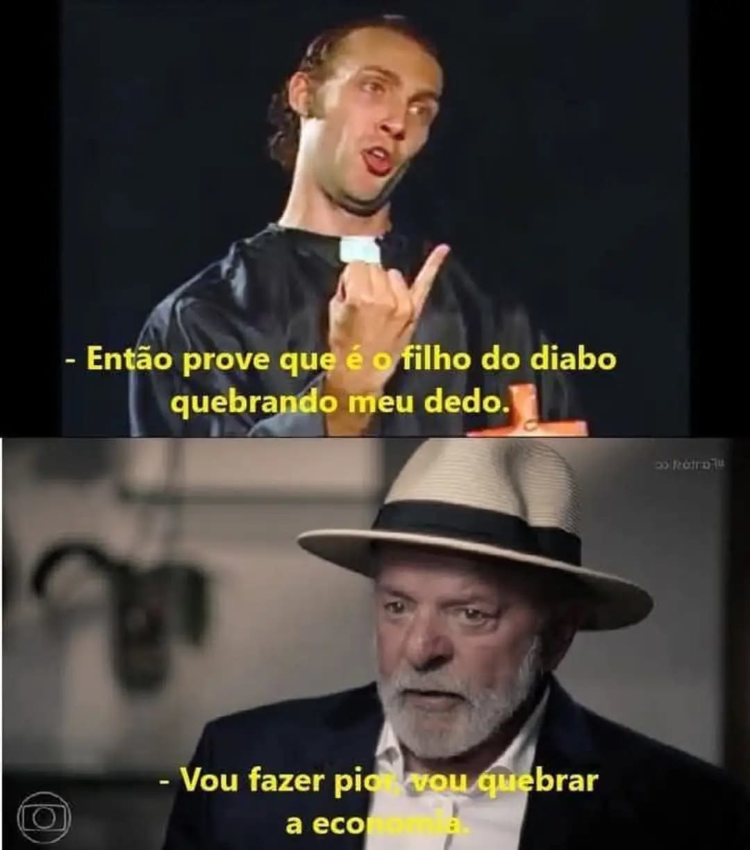 Então me prova que tú é o capeta - meme
