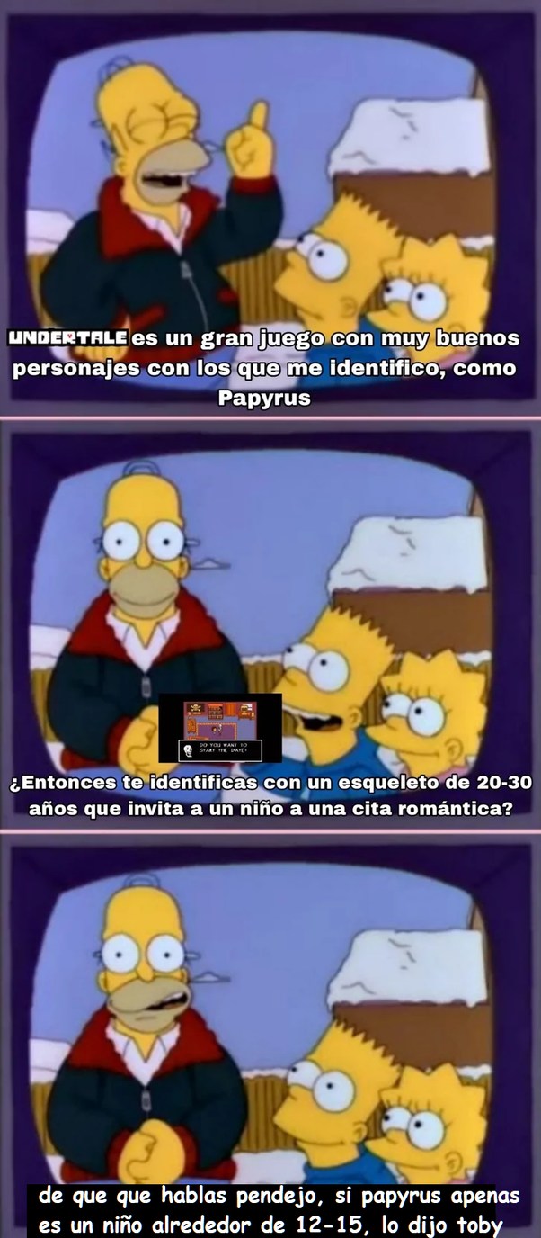 el nye je je es muy joven, se nota por su inocencia en varios finales y es el hermano menor de sans, aparte que su cuerpo solo es un disfraz que hizo hace poco que no quiere quitarselo - meme