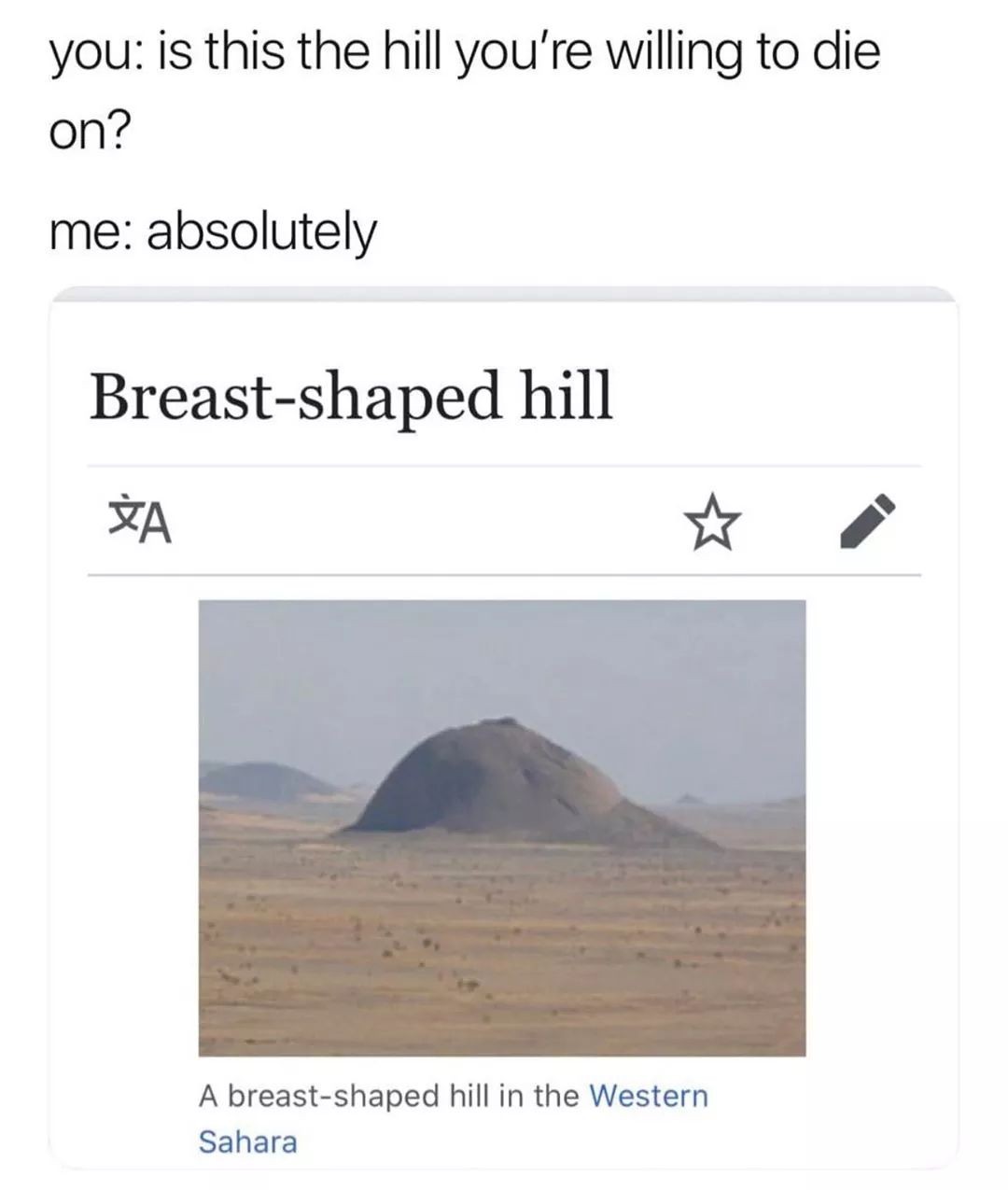 Hills made of boobies - meme