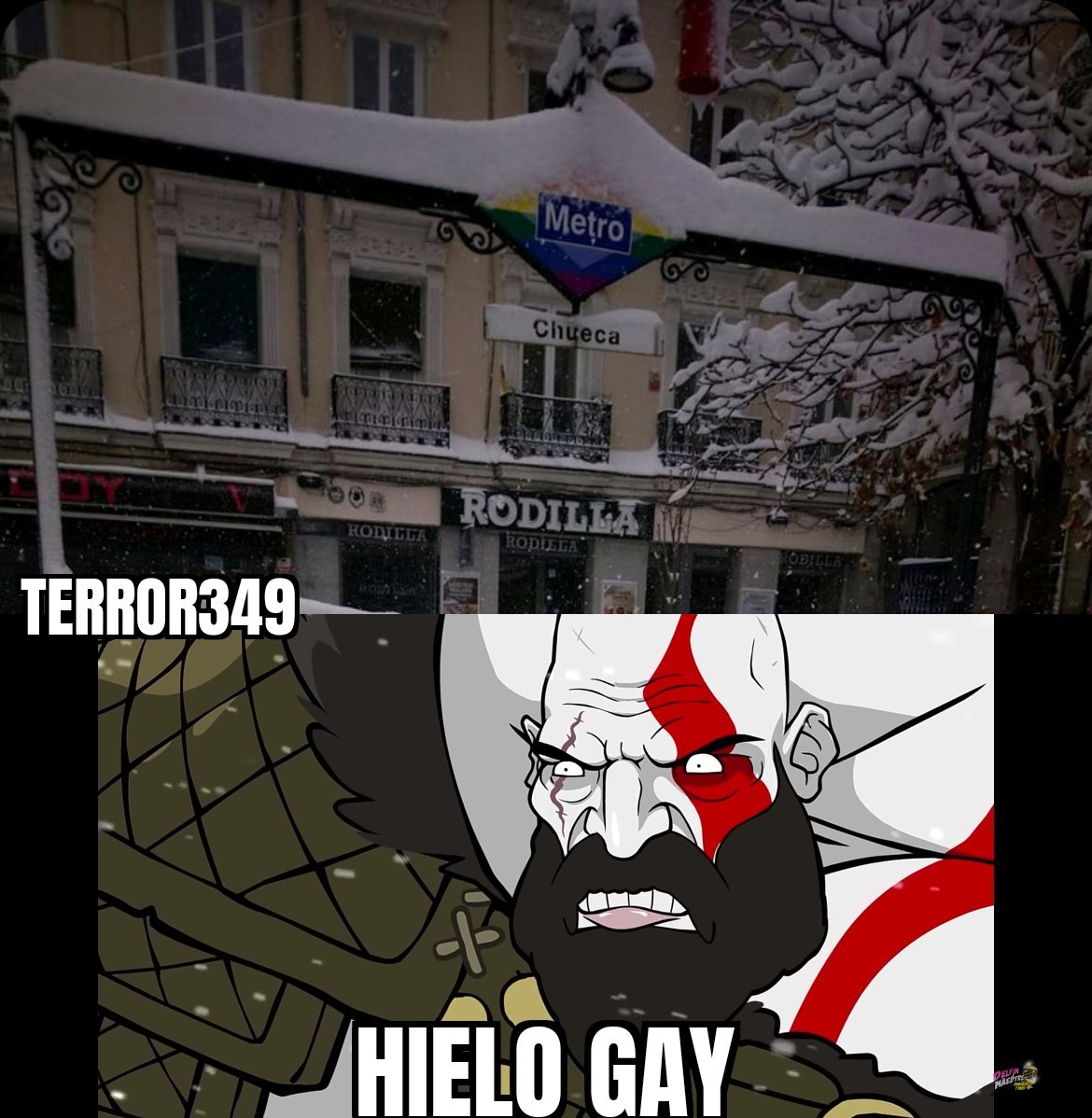 Nevó en un sitio gay y ahora es hielo gay - meme