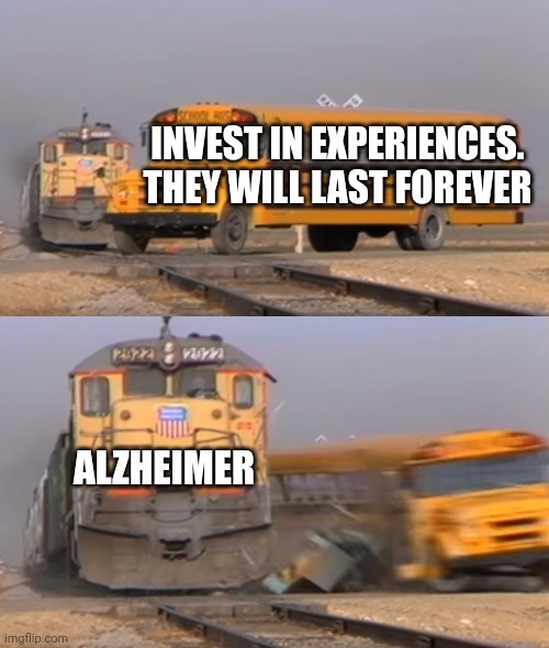 Invest in experiences, they will last forever - meme