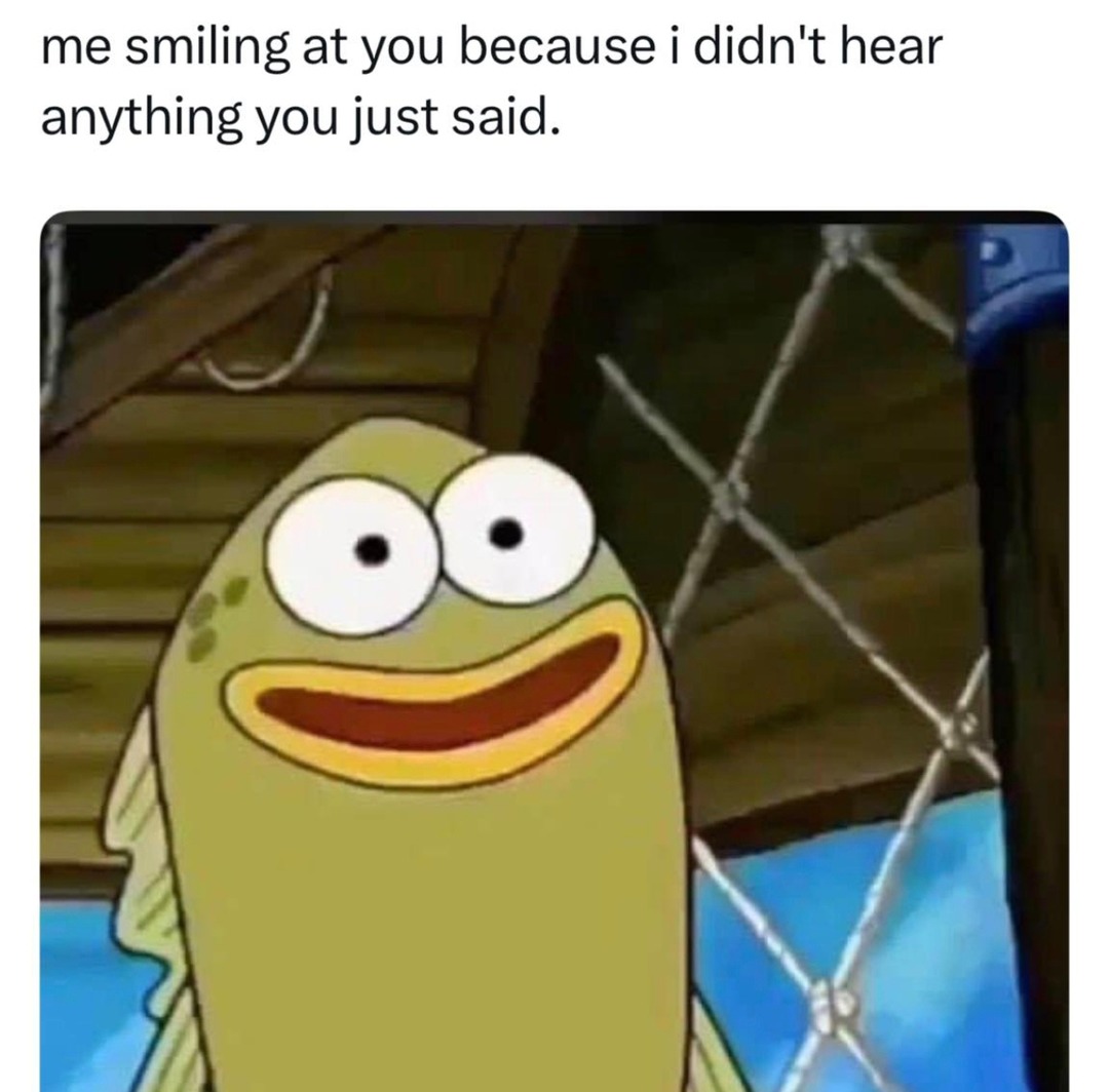 Me smiling because my brain’s on Do Not Disturb - meme
