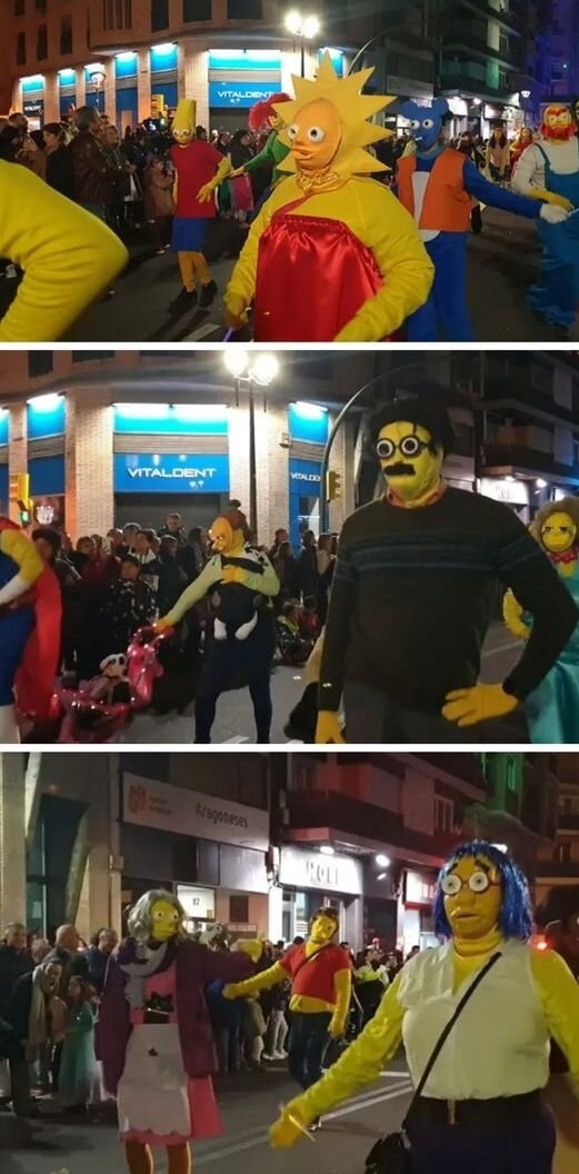 Los simpsons vistos en el carnaval de Zaragoza en España - meme