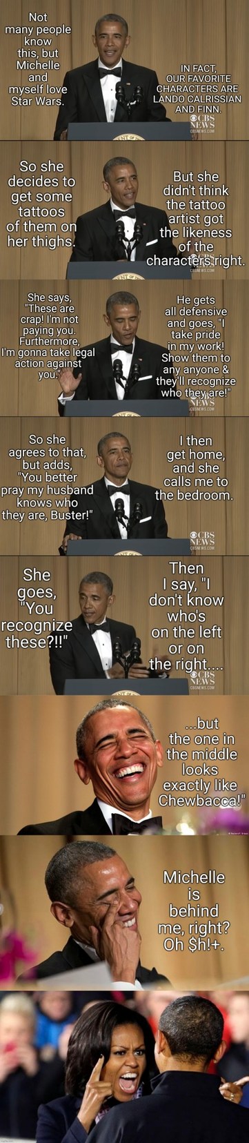Barack telling jokes. - meme