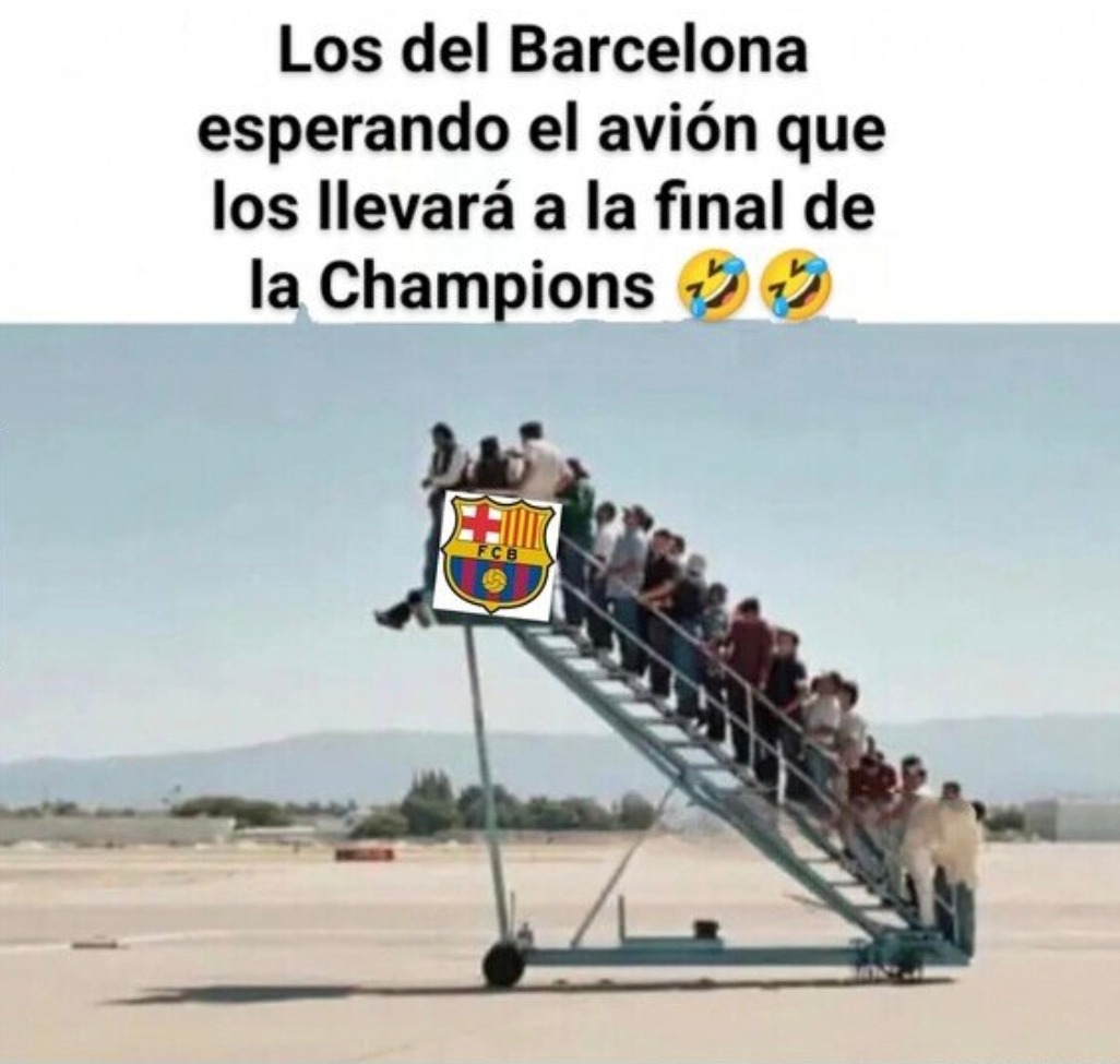 Los del Barça esperando el avión pa' la final de Champions - meme