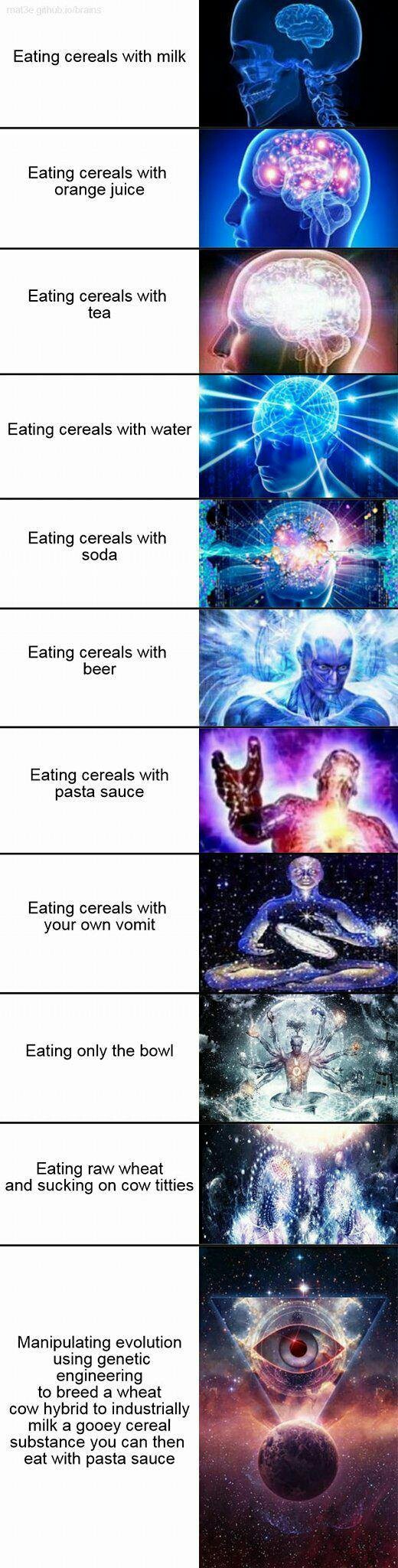 Trow away the cereal an eat the box - meme