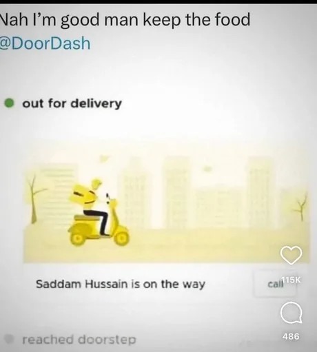 When your food delivery is taking forever, but you still have hope - meme