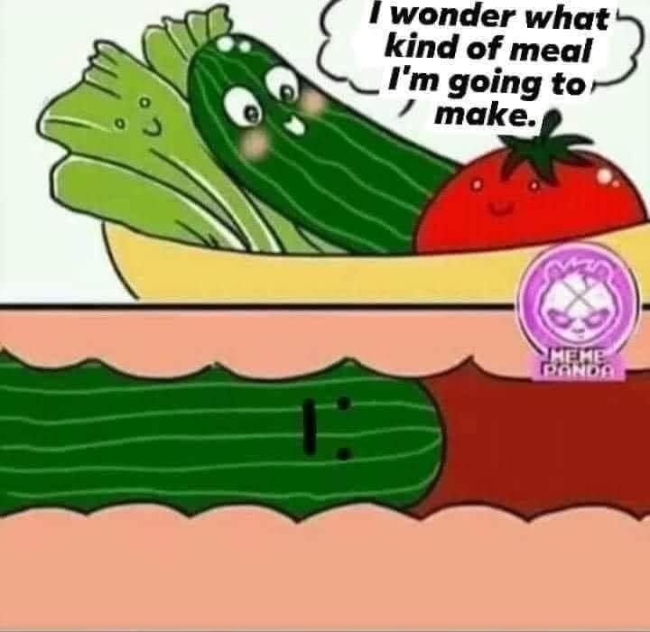 Cucumber getting pickled - meme
