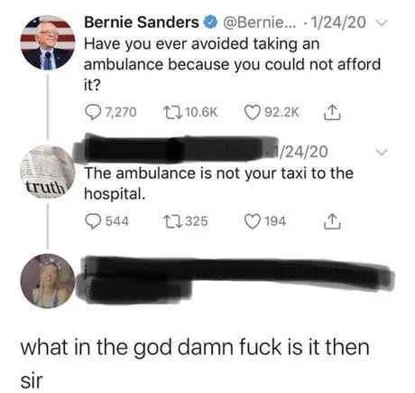I mean he's not wrong. Ambulance is not a taxi, you have to pay for taxis - meme