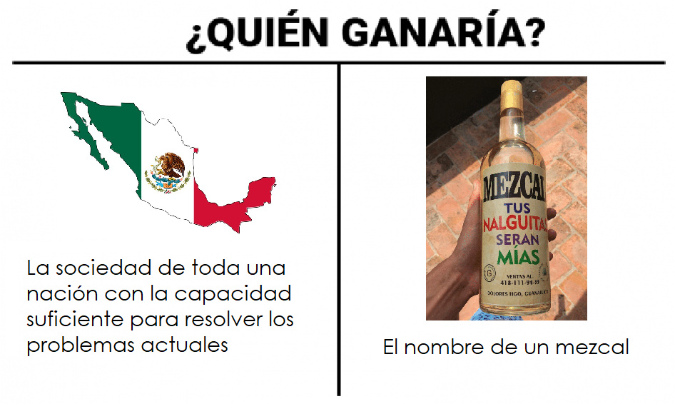 México de cabeza por un pto mezcal - meme