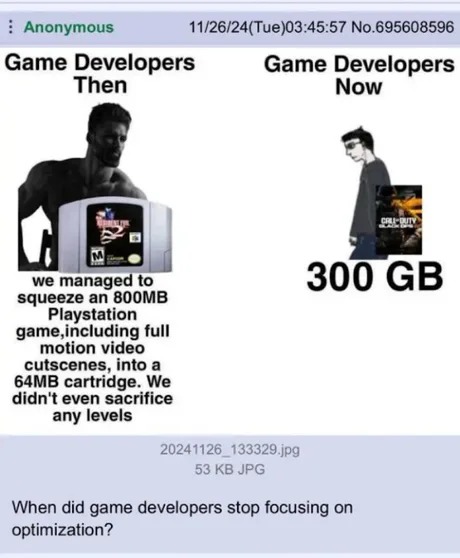Game developers then vs now - meme