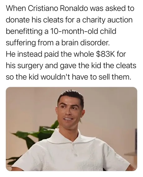 Cristiano Ronaldo charity story - meme