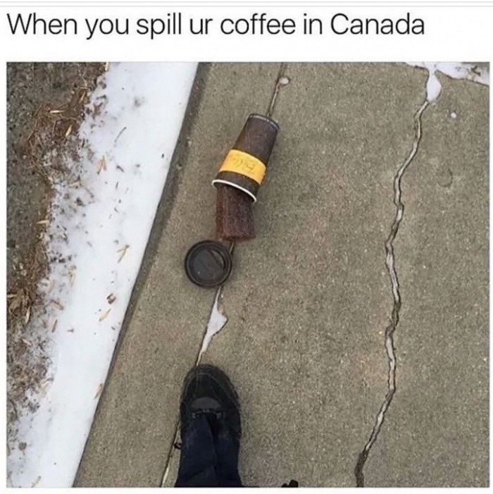 Spilling coffee in Canada - meme