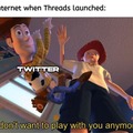 The internet trying Threads for a day a coming back to Twtiter