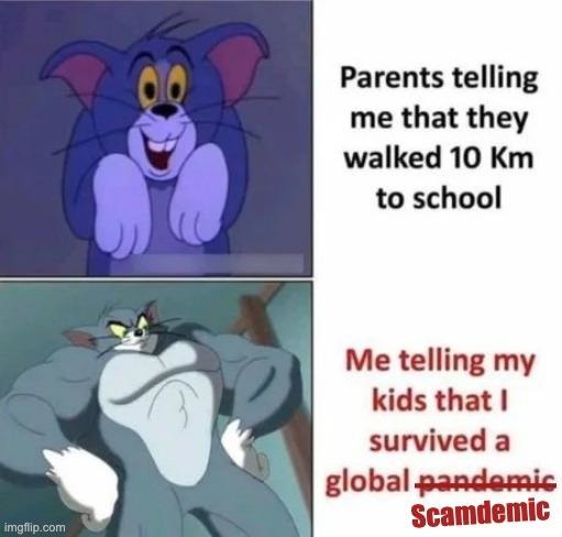 Walked 10 km to school? I survived a scamdemic - meme