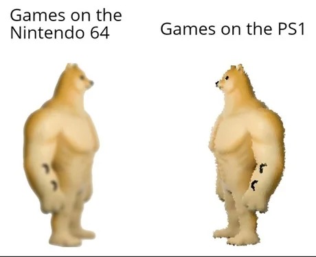 Nintendo 64 vs PS1 - meme