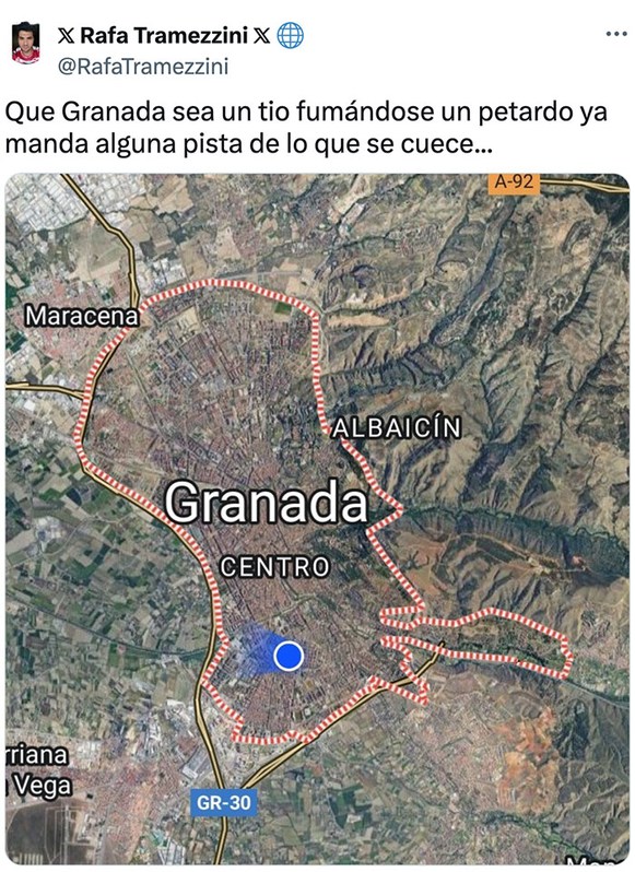 Granada tiene la forma de un tio fumándose un porro - meme
