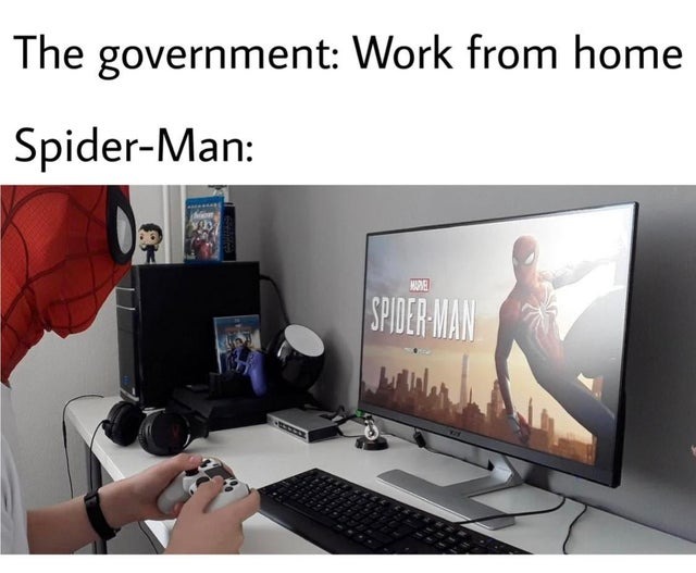 Spider-man working from home - meme