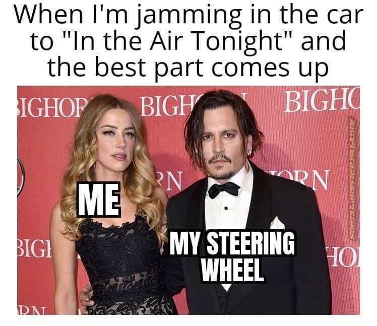 Giving that steering wheel two black eyes - meme