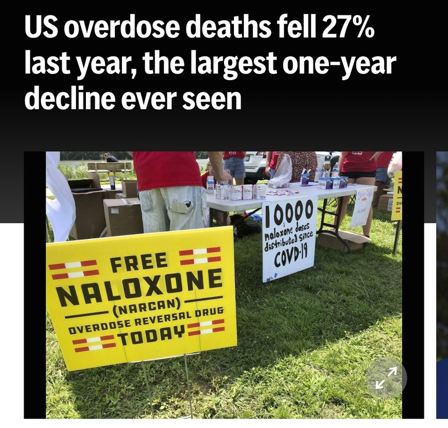 overdose deaths dropped 27% last year and that's massive - meme