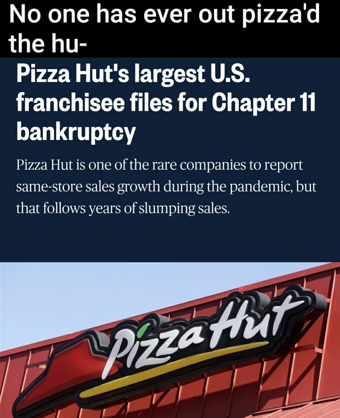 No one can out pizza the hut if it doesnt exist - meme