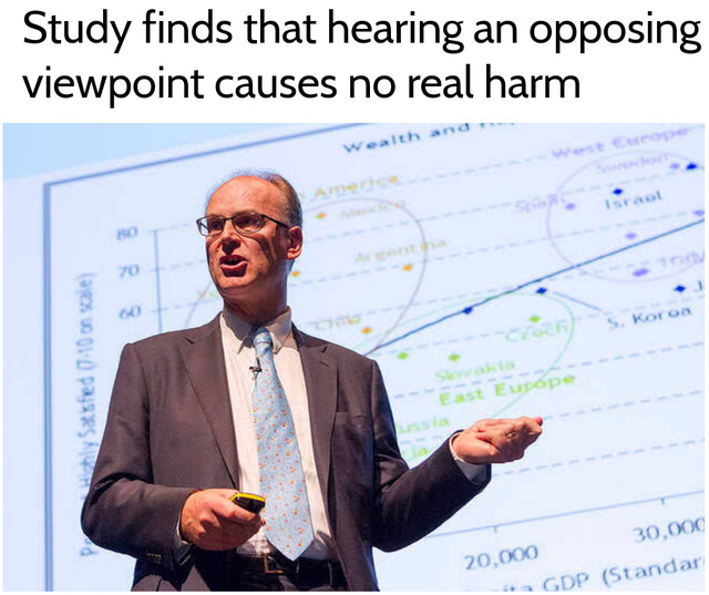 Proven: hearing an opposing viewpoint causes no real harm - meme